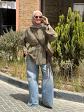 Linen blouse in olive green