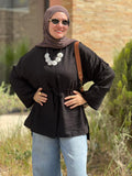 Linen blouse in Black