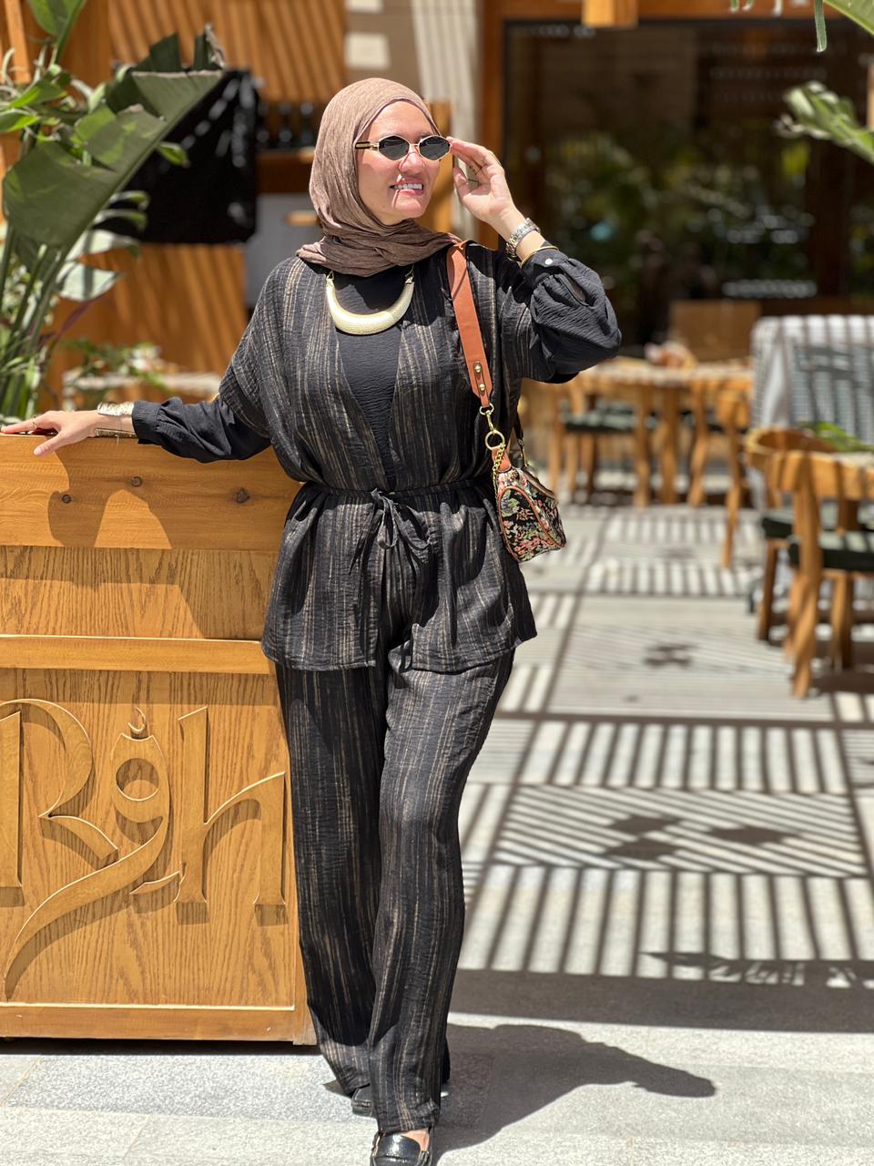 Short sleeves set in Black