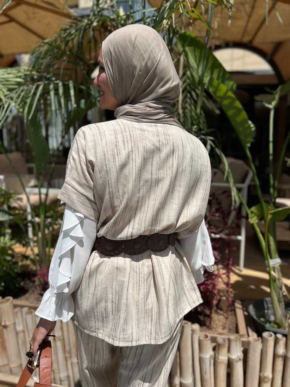 Short sleeves set in Beige