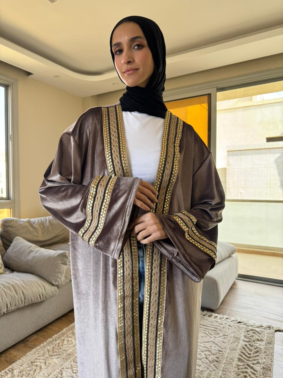GOLDEN CHAINS KAFTAN in dark beige