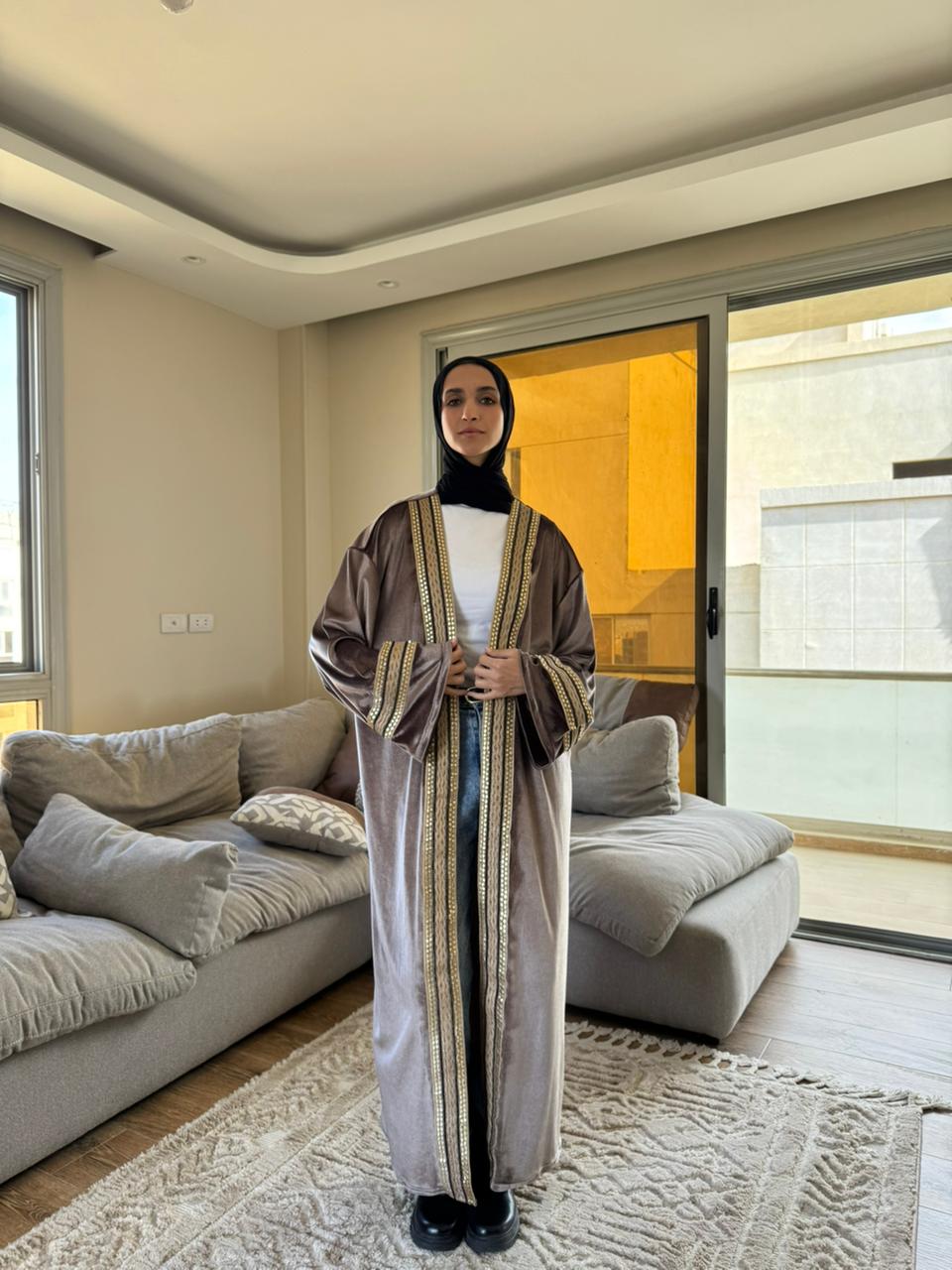 GOLDEN CHAINS KAFTAN in dark beige