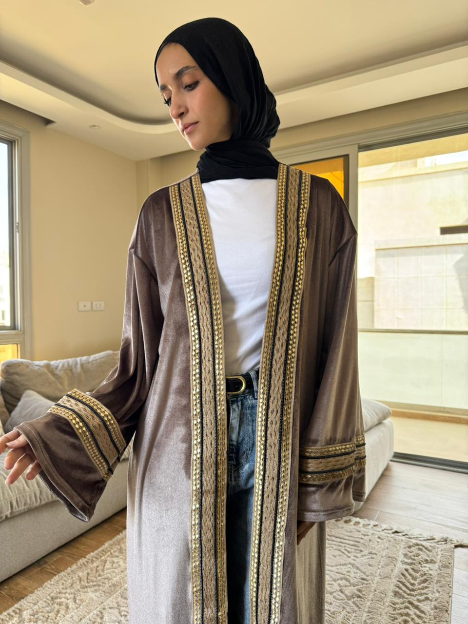 GOLDEN CHAINS KAFTAN in dark beige