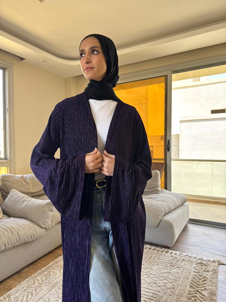 Velvet kaftan in Mauve