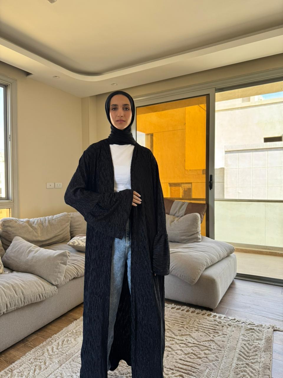 Velvet kaftan in Black