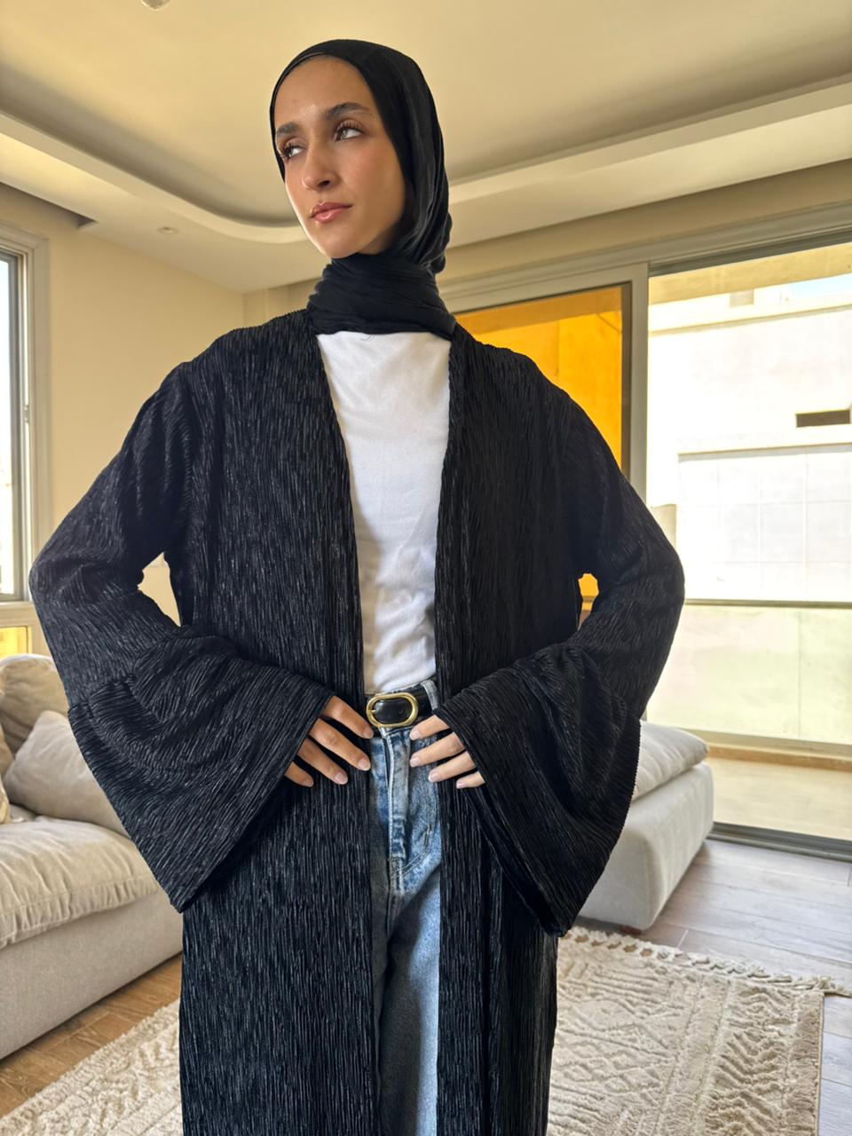 Velvet kaftan in Black