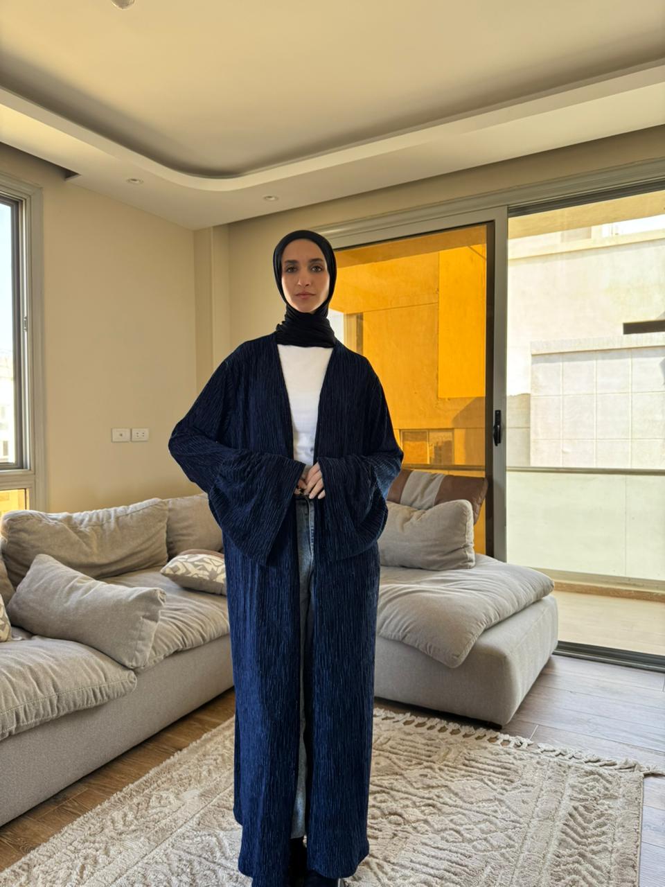 Velvet kaftan in navy